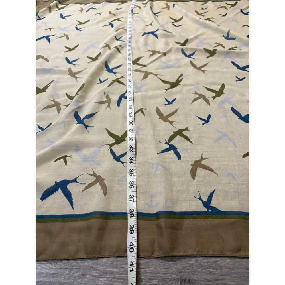 Anthropologie‎ Michael Stars Sparrow Print Retro Scarf Wrap Novelty Twee Neutral